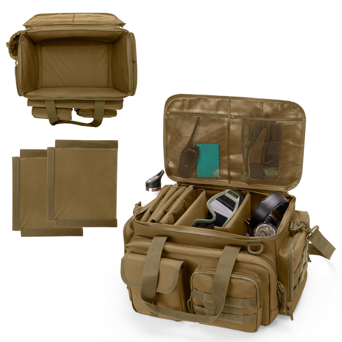 DSLEAF Tactical Pistol Range Bag with 4 Pistol Cases, Padded Gun Duffle Range Bag with 16X Magazine Slots and Extra Pockets for Ammo and Essentials (Patent Design)