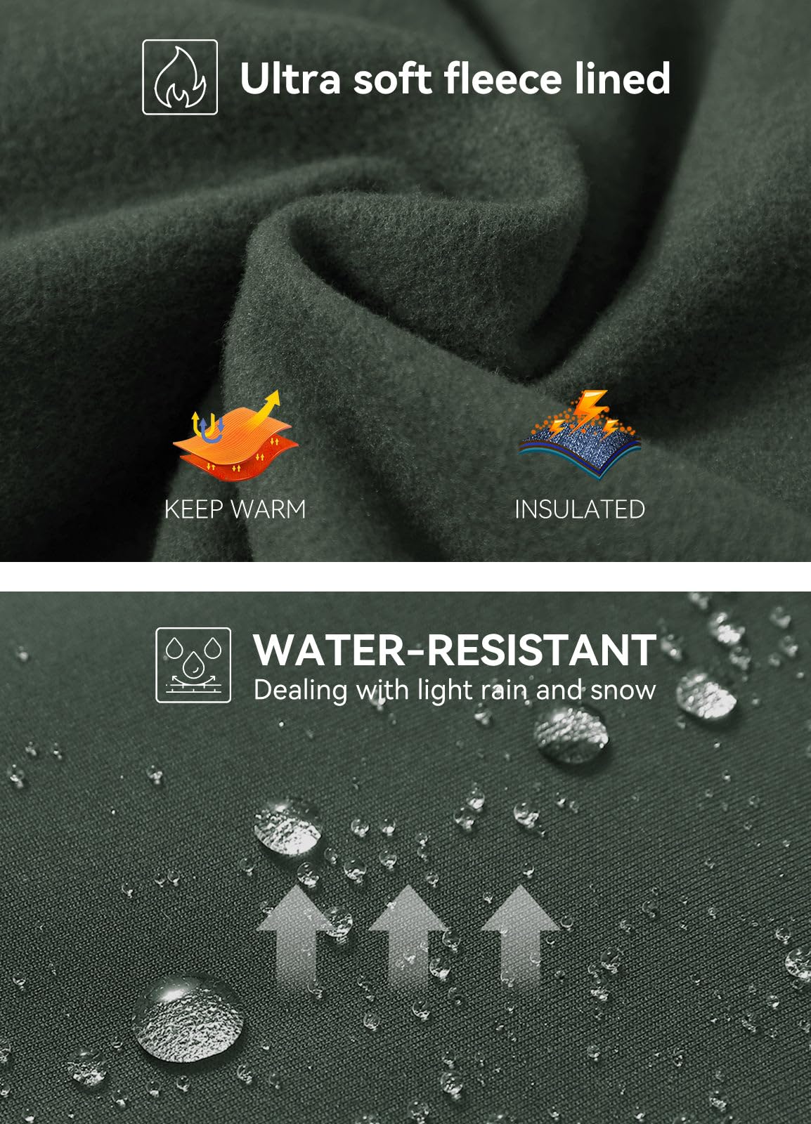 baleaf Thermal Leggings for Women Fleece Lined Waterproof Winter Hiking Pants Warm Tights Cold Weather Running Gear Army Green XL