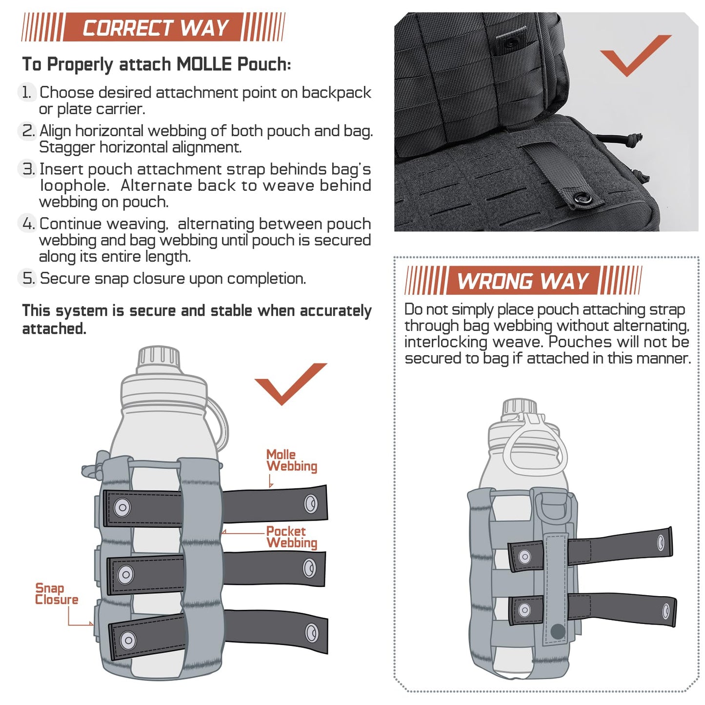 WYNEX Molle Straps 4"/6" Accessories for Tactical Pouch Plate Carrier, 4Pcs