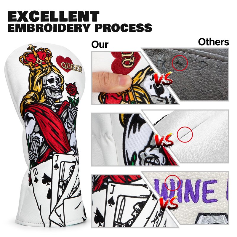 BAIRBRE Golf Club Cover Poker Queen Golf Driver Cover Fariway Wood Headcover Hybrid Head Covers Golf Club Covers for Most Brand (for Driver)