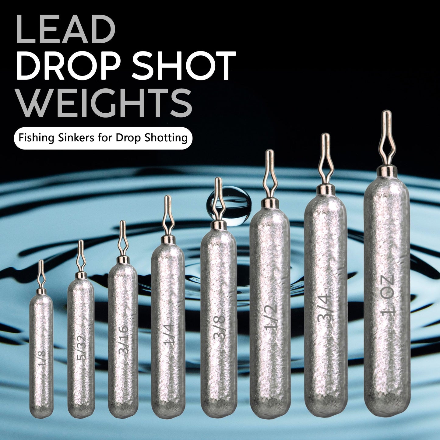 Reaction Tackle Drop Shot Weights for Bass Fishing - Skinny Pencil Sinkers for Drop Shot Rig - Freshwater and Saltwater Finesse Fishing - Silver 46 Piece Kit