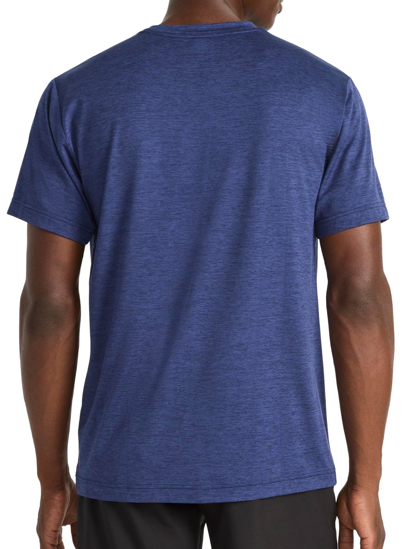 Reebok Men’s Strike Short Sleeve Crewneck T-Shirt, Standard Fit, Lightweight Stretch Poly Jersey Fabric, Navy Heather, Large