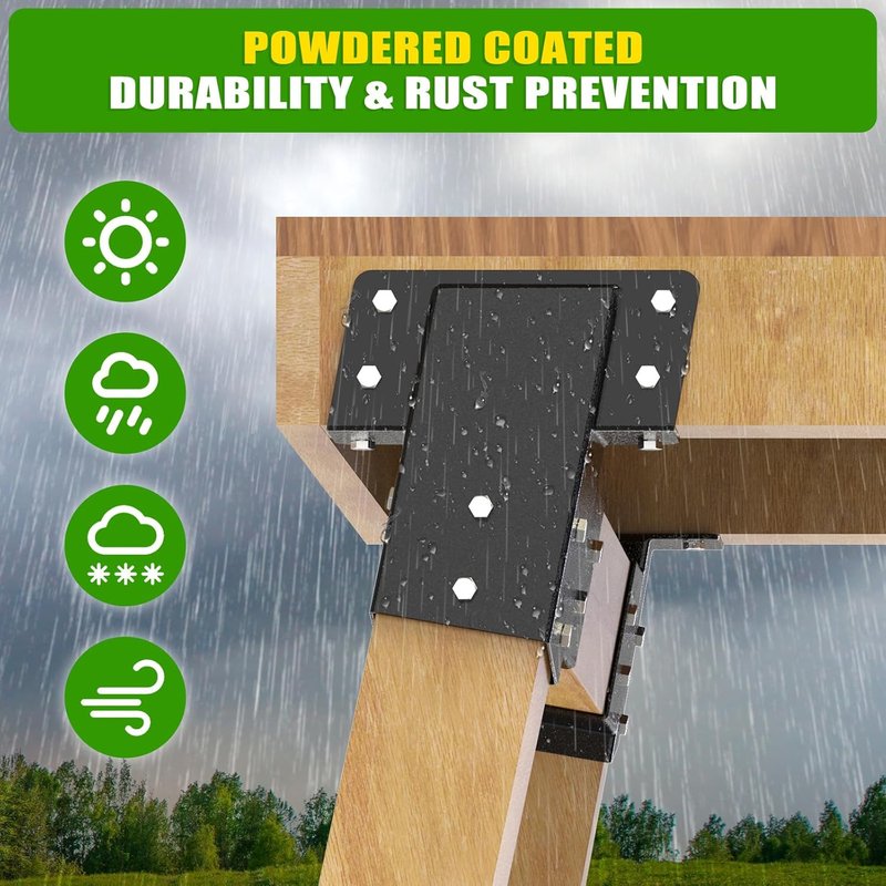 BeneLabel 4-Pack Heavy Duty 4x4 Compound Angle Brackets - Perfect for Deer Stands, Tree Houses & Play Sets