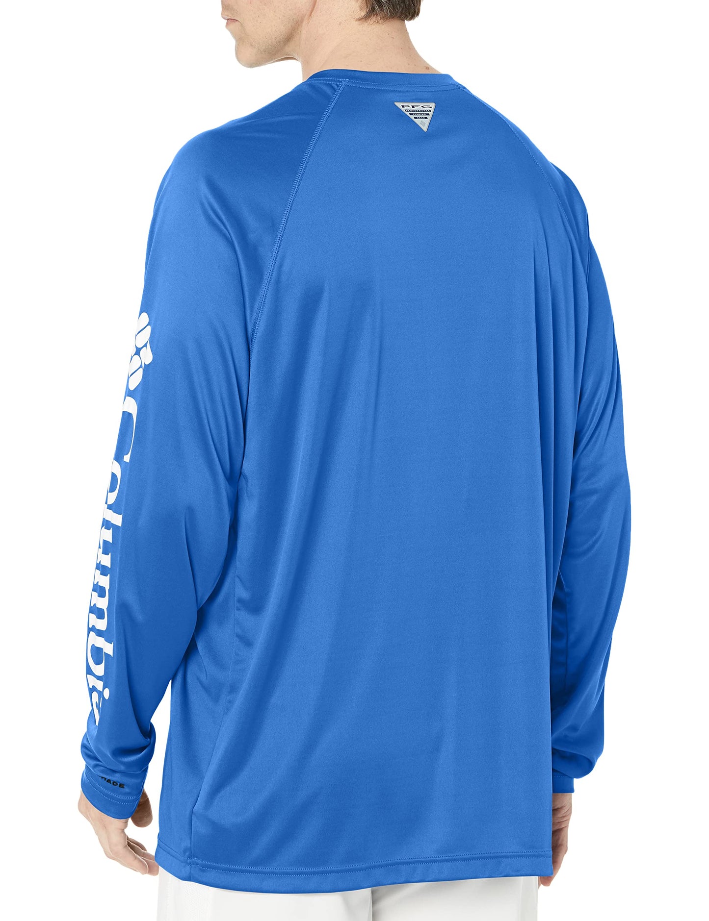 Columbia Men's PFG Terminal Tackle Long Sleeve Fishing Shirt, Vivid Blue/Cool Grey Logo, Large
