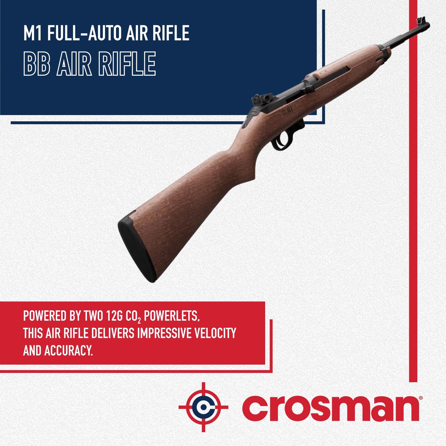 Crosman CFAM1 Full Auto CO2-Powered BB Air Rifle with 300 Round Reservoir - Semi or Full Auto Action, Adjustable Sights, All-Weather Synthetic Stock - Brown