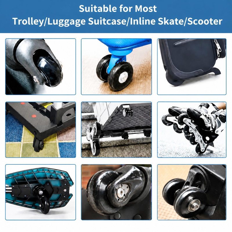 Luggage Wheels Replacement Kit 4PC 2Inch PU Wheels with ABEC-7 Ball Bearing Full Set Repair Tool for Suitcase Travel Box Inline Skate Hand Trolley