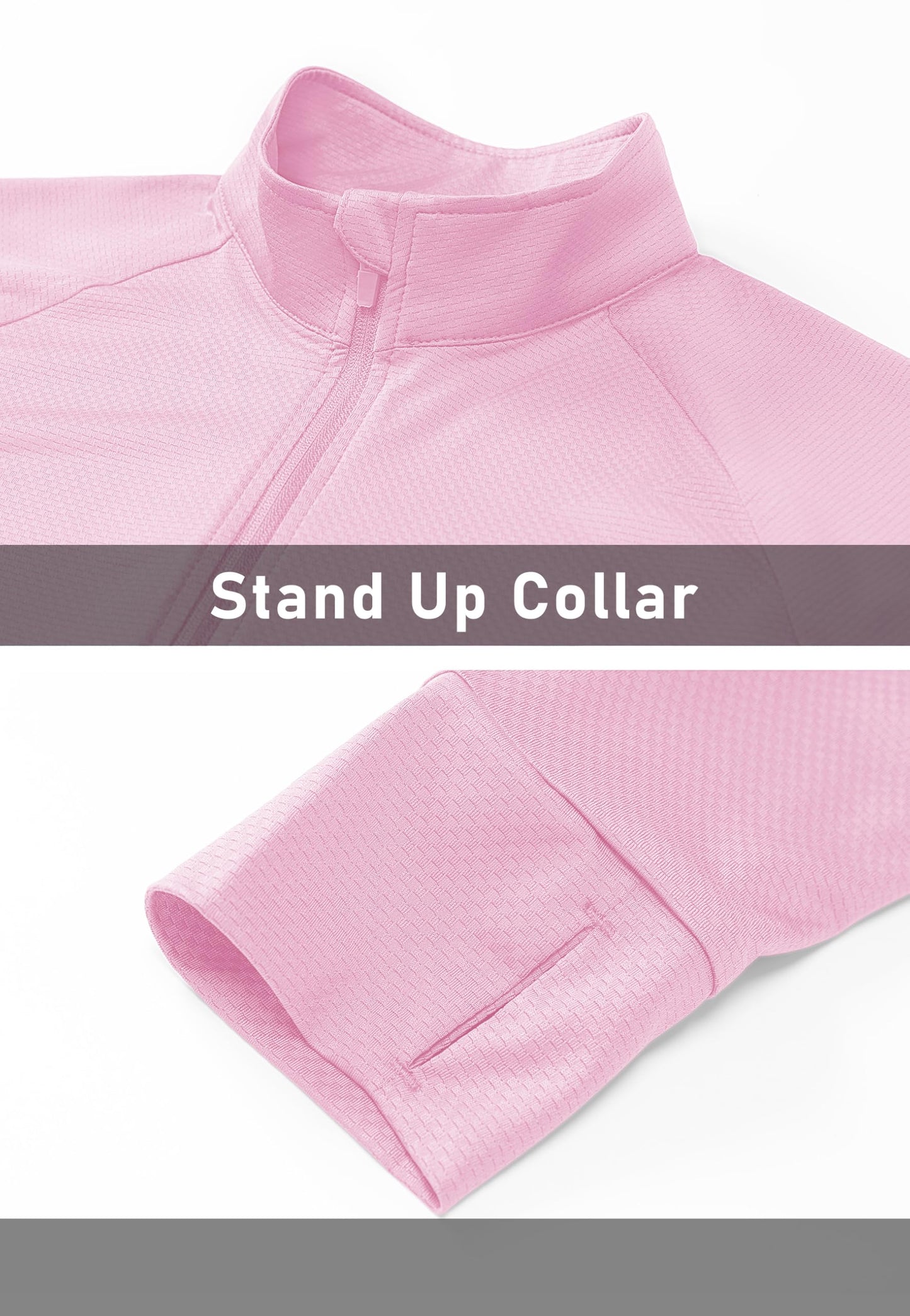 MAGCOMSEN Women's Zip Up Lightweight Long Sleeve Jacket UV Sun Protection Quick Dry Active Shirts Jacket with Zipper Pockets Light Pink L