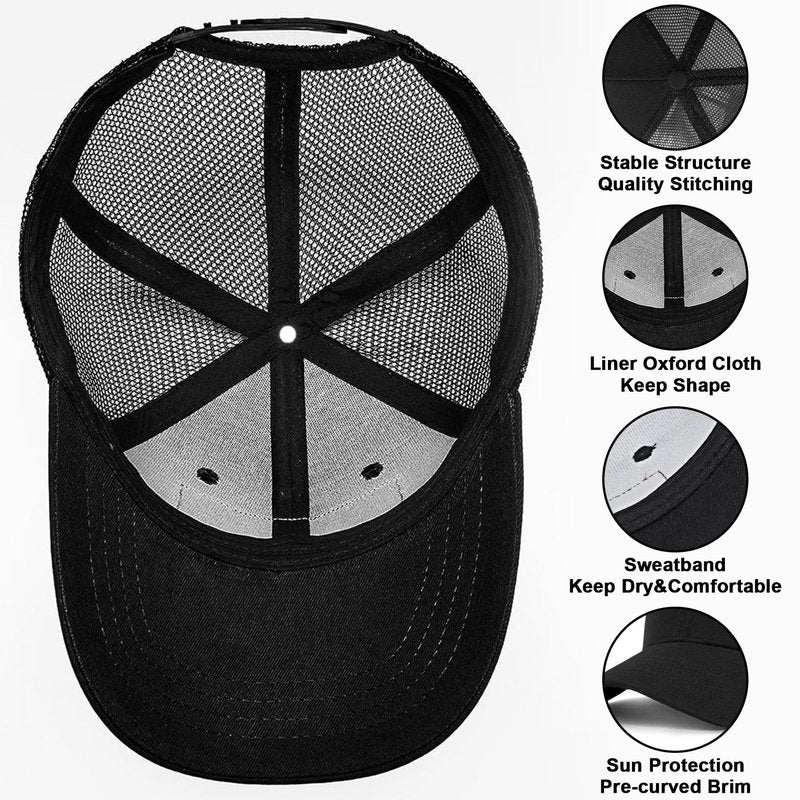 Great for Grandpa, Papa Gifts from Grandkids - Black Trucker Hat with Vintage Leather Patch