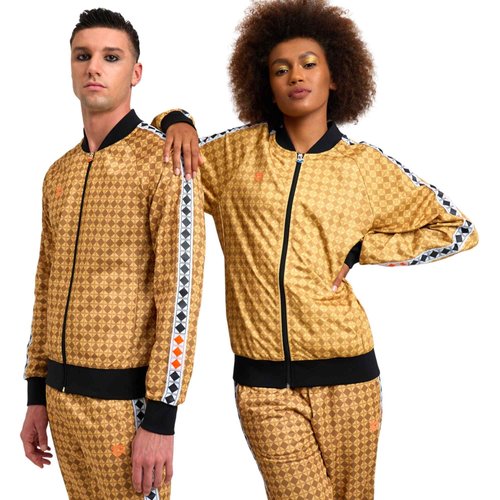 ARENA 50th Anniversary Unisex Men's and Women's Team Relax IV Jacket Full Zip, Gold Multi/Black/White, Large
