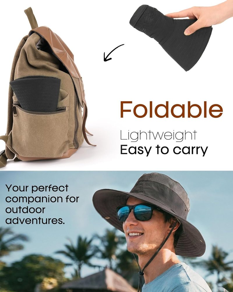 Sun Hats for Men & Women - UPF 80+ Breathable Wide Brim Fishing & Hiking Bucket Hat | Summer UV Protection