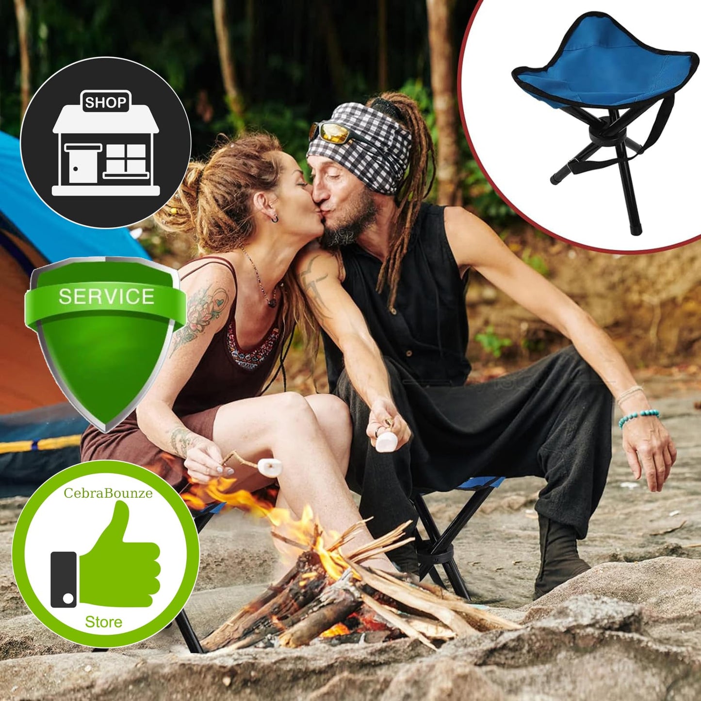 CebraBounze Travel Folding Camping Stool, Use Height 14" and Max Weight 210 lbs Outdoor Portable Party Chair Fishing Chair Seat for Camping Fishing Hiking Gardening and Beach Painting
