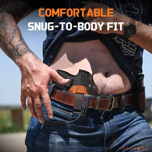 Premium IWB Leather Holster for SIG Sauer P365, P365X, P365XL, Optic-Ready Concealed Carry Holster, Molded Leather, Steel Clip Fits 1.75" Belt,Right-Hand Inside Waistband Holster, Classic Brown Color