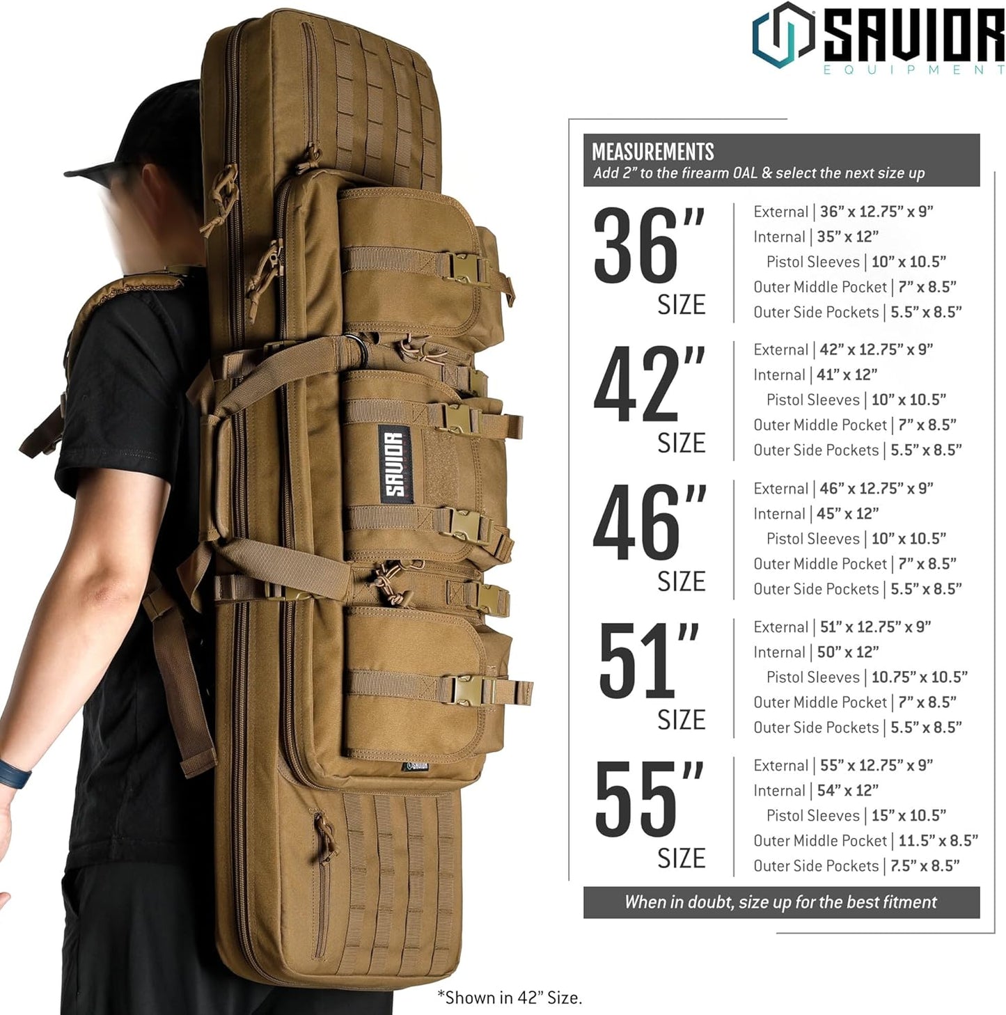 , 36", 42", 46", 51", 55