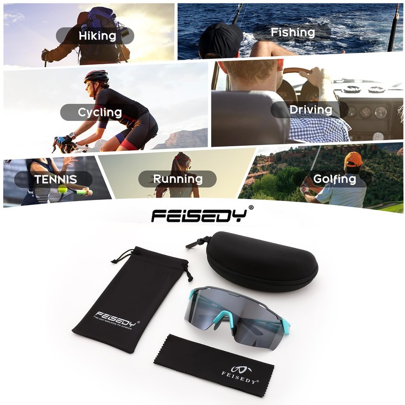 FEISEDY Sports Sunglasses for Men Women,Driving Fishing Cycling Mountain Sunglasses UV400 Protection B0149