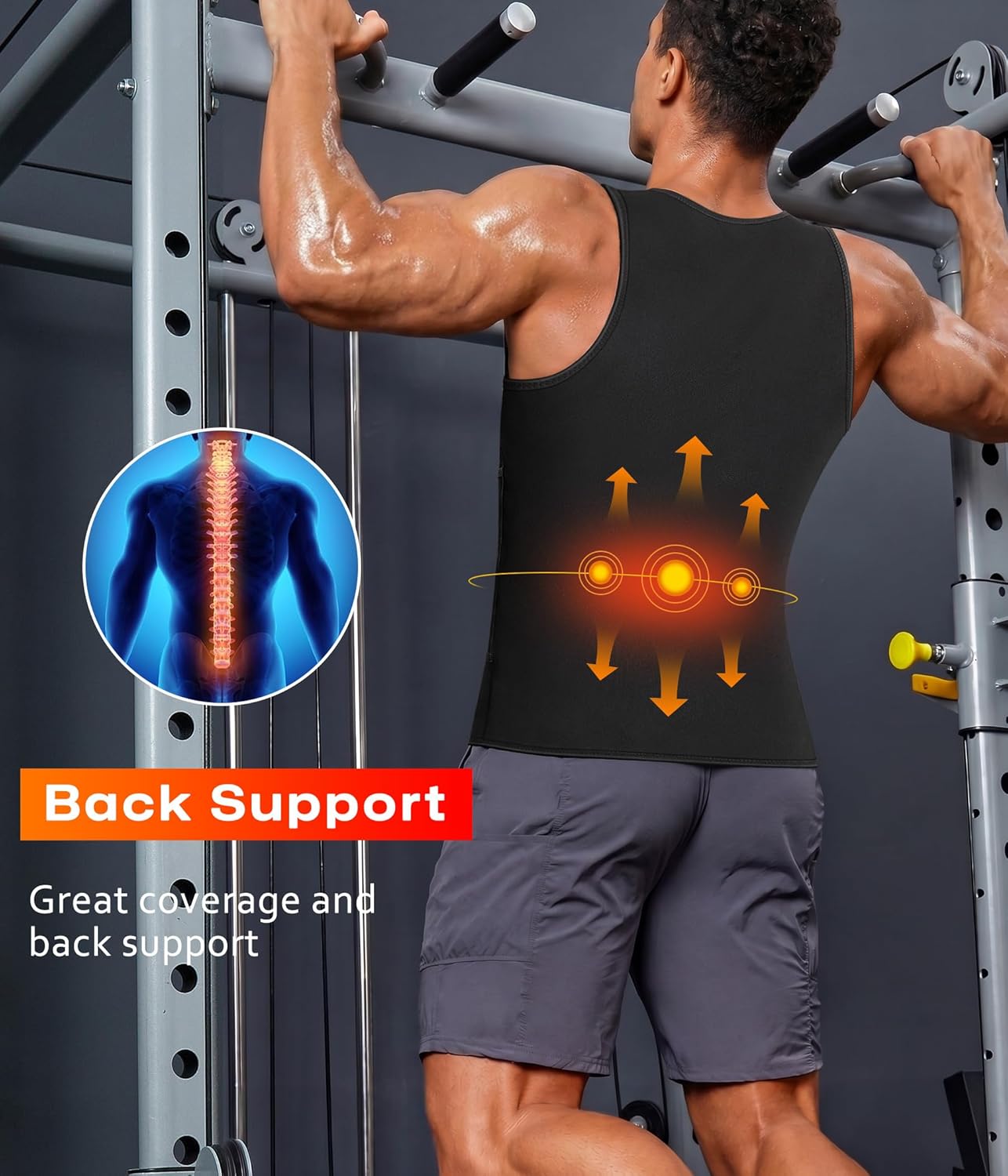 Sauna Suit for Men - 2 in 1 Waist Trainer & Sweat Band for Stomach | Fitness Shirt