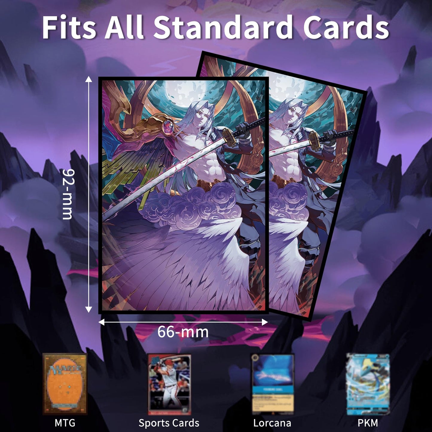 MTG Card Sleeves(Half Human,Half Angel), Clear Front & Matte Back, Smooth Shuffle, Art Card Sleeves Deck Protector
