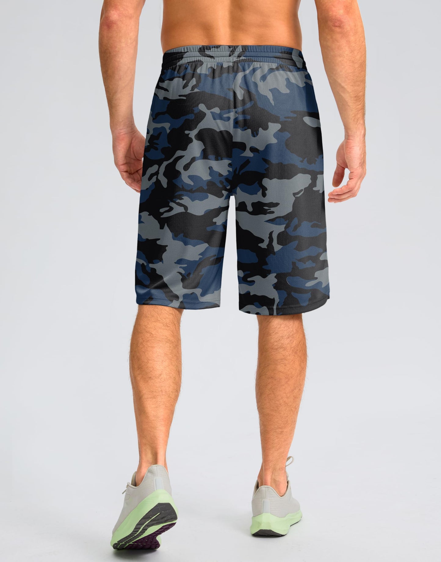 G Gradual Men's Athletic Shorts with Pockets 9" / 11" Long Basketball Shorts Lightweight Quick Dry Gym Workout Shorts for Men(Blue Camo,S)