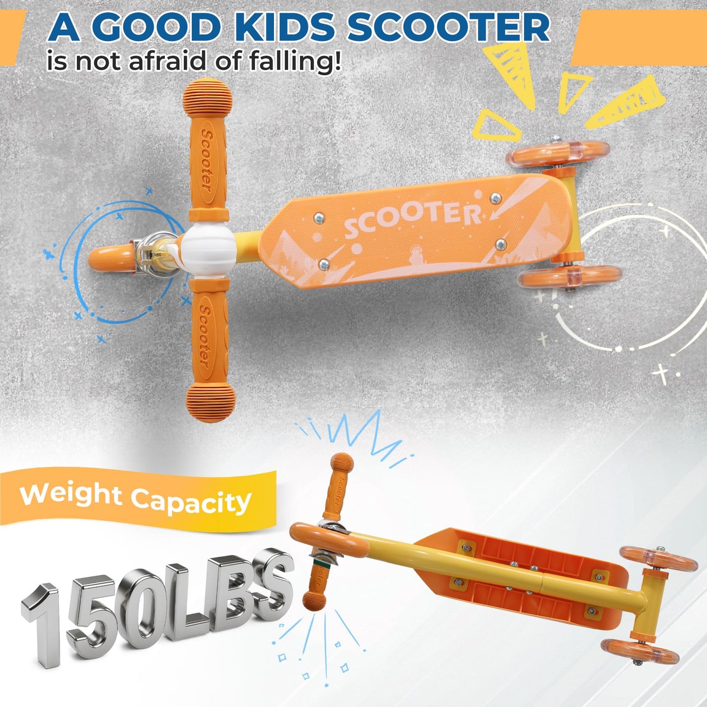 3 Wheel Scooter for Kids Ages 3-6, Adjustable Height Kick Scooter with LED Light-Up Wheels & Anti-Slip Deck - Durable Metal Construction, Outdoor Toy Gift (Child Safety Certified)