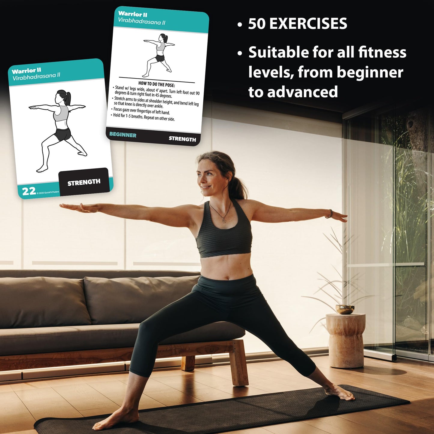2 Pack - Bodyweight & Yoga Pose Exercise Cards - Fitness Workout Playing Cards