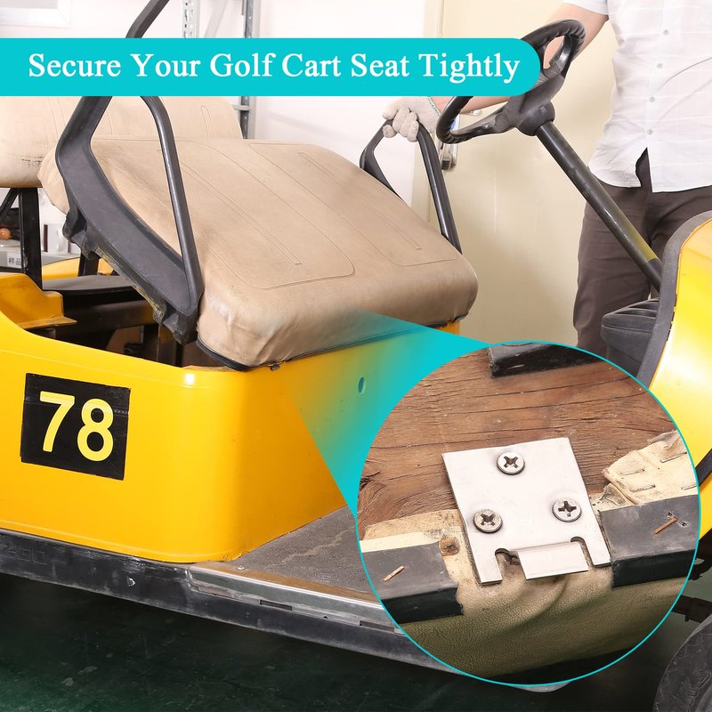 10L0L Golf Cart Seat Bottom Hinge Plate Fits for 1995-up EZGO TXT & Medalist, 2001-up EZGO MPT Shuttle Workhorse Series, 2 Pack OEM# 71610G01 71609G01