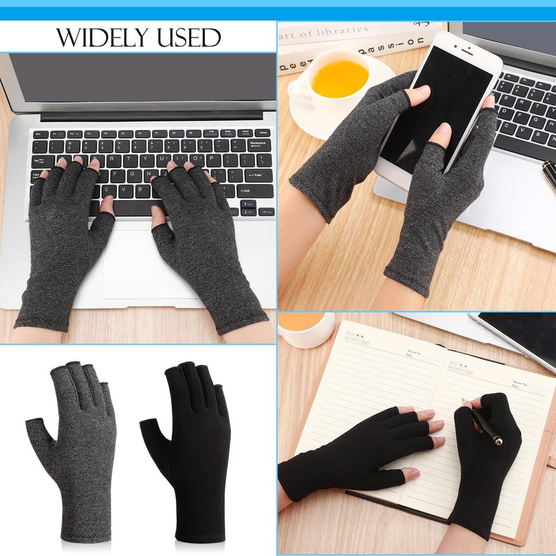 Panitay 4 Pairs Kids Compression Gloves Fingerless Arthritis Gloves Kids Compression Hand Cover for Boys Girls Carpal Tunnel(6-15 Years)