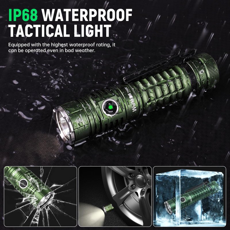 Wurkkos LED Flashlight High Lumen Rechargeable - TS22 4800 lm Super Bright 70.3 HI LED Flashlight USB C Charging IP68 - Constant Current Output Flashlight for Dog Walking Ramping Emergency Hiking