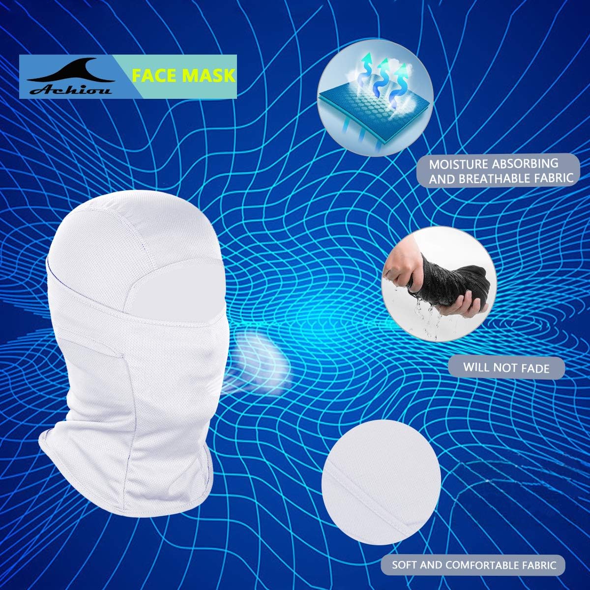 Achiou Ski Mask - Balaclava Face Cover for Men & Women | Lightweight UV Protection for Motorcycle & Snowboarding