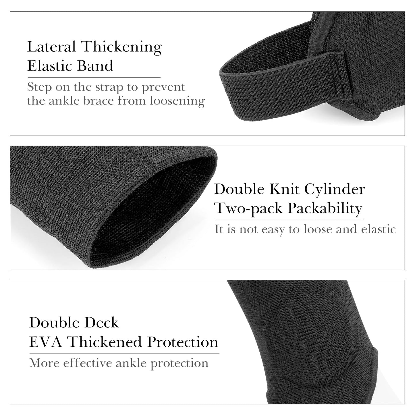 Linkidea 2 Pairs Kids Soccer Ankle Guards, Soccer Double Side Ankle Shield Protector with Elastic Band, Ankle Padded Support Brace for Sport Stabilizing Fits to Kids/Youth (Black, Size M), Medium