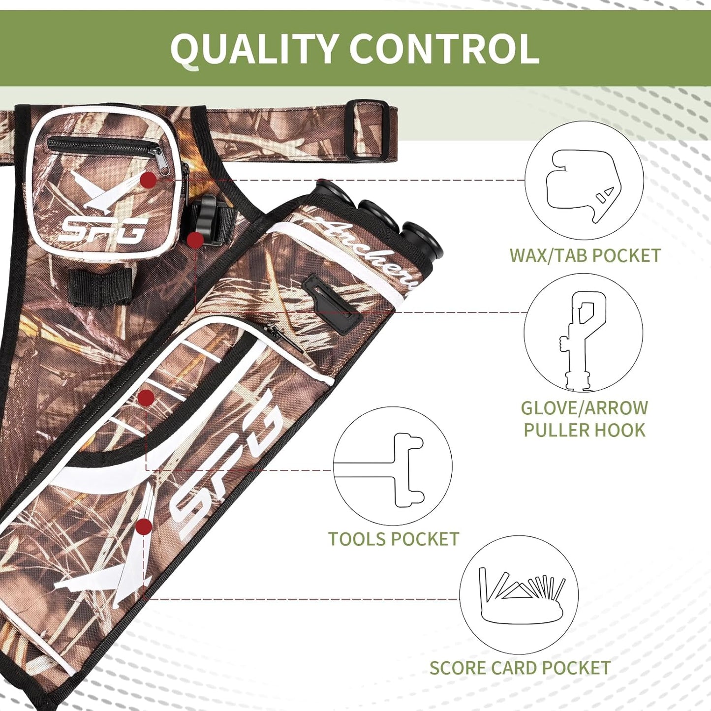 SPG Arrow Quiver - Durable Adjustable Hip Quiver for Archery | Holds 3 Arrows, Perfect for Compound & Recurve Bows