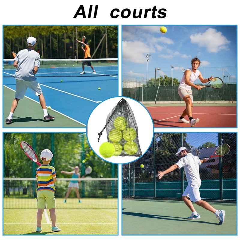 LvxNysa 6pcs Tennis Balls Training Tennis Ball with mesh Bags Beginner high Elasticity Practice Tennis Loose Tennis Balls for Dogs (Beige)