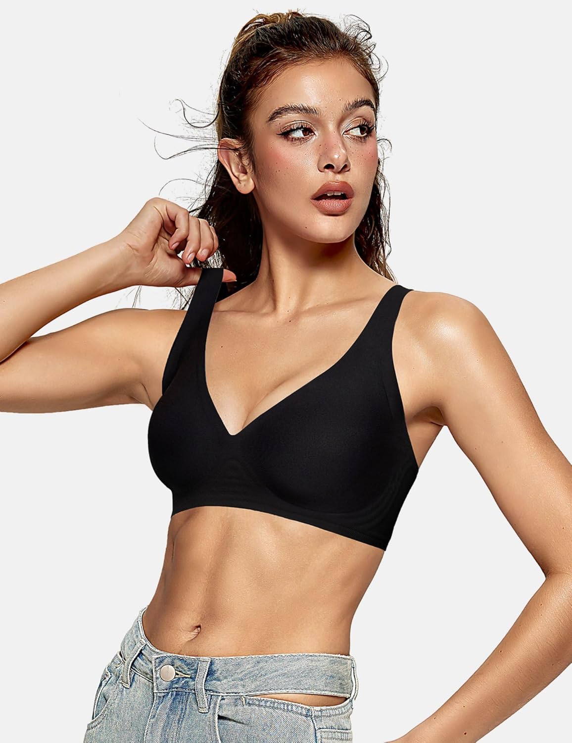 Wireless Deep V Bras for Women - Comfortable Supportive Push-Up Bralettes | Seamless Design