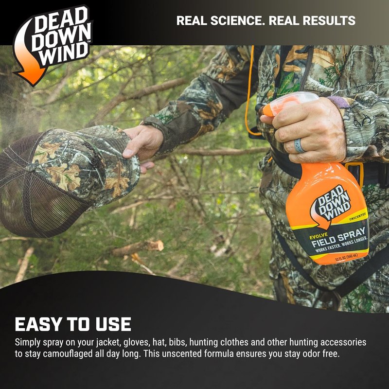 Evolve 3D+ Field Spray - Unscented Odor Control for Hunting Gear | 32oz Bottle + 3 Refills