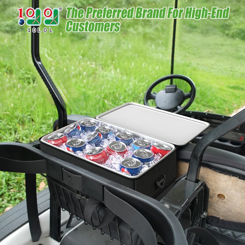 10L0L Golf Cart Ice Bag, 27L Large Capacity Waterproof Oxford Cooler with Multi-Pocket Design, 6-Hour Insulation, Easy Access & Lightweight for Yamaha EZGO Club Car Golf Cart Accessories (Black/Gray)