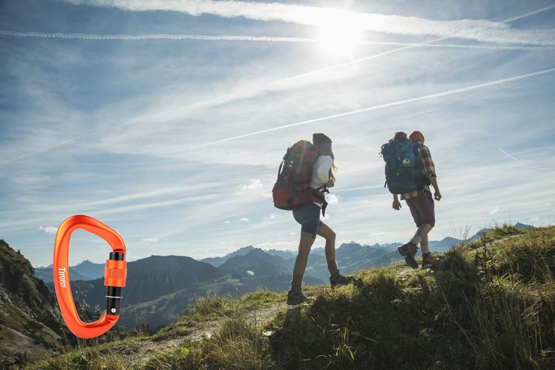 Climbing Locking Carabiner Clip Rappelling - Thorn 25KN Heavy Duty Large Screwgate Carabiners Clips for Rock Climbing,Mountaineer,Hammock,Camping,Gym,Orange Pack of 5