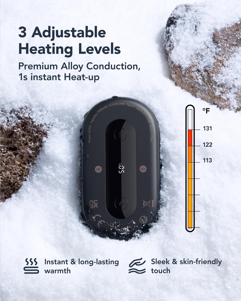 Al Hand Warmer Rechargeable, WeeFancy Magnetic Handwarmers Gifts Set, Small Palm Heater Instant Heating UP to 131°F, 15 Hours Long Lasting, Tech Gifts for Outdoors, Hunting, Camping, Golf Essentials