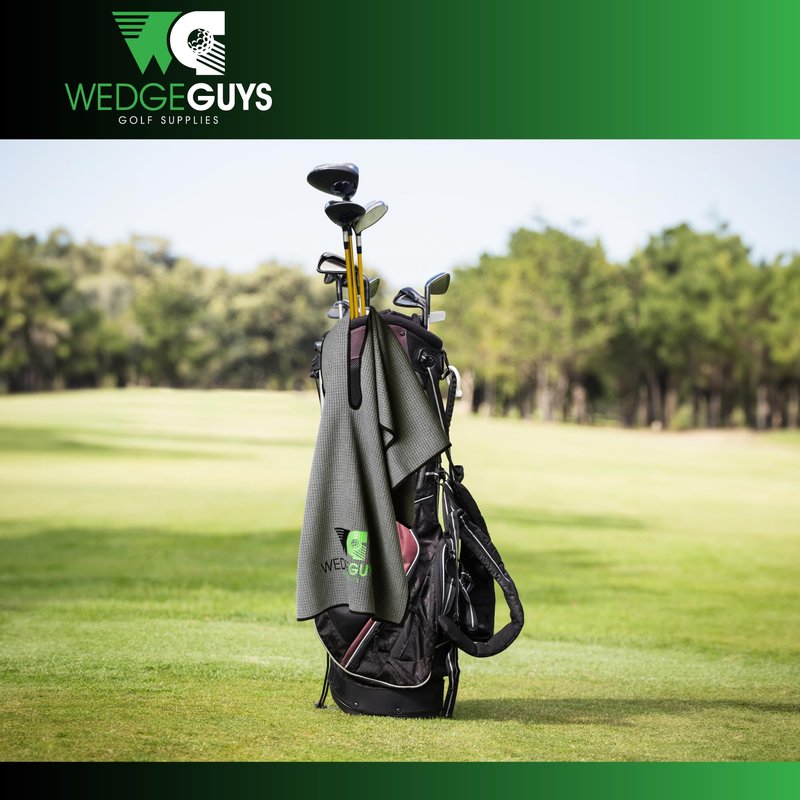 Wedge Guys Large Golf Tour Towel (40" x 17") Microfiber with Hole | Soft & Tough Waffle Caddy Towel for Golf Bag & Clubs, Grey Color Accessories for Men