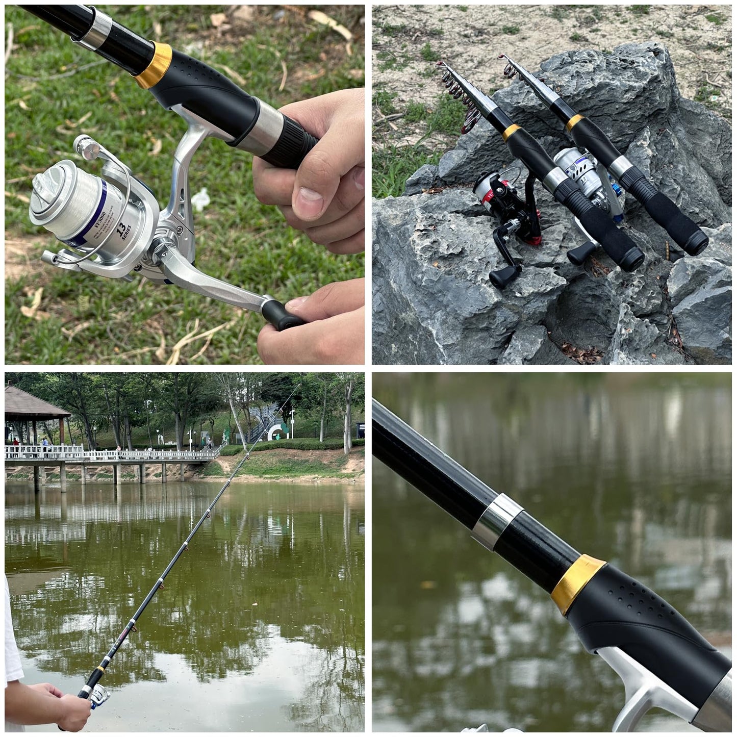 2PCS Telescopic Fishing Rod Reel Combo 6.89FT Collapsible Spinning Pole Kit Compact Fishing Lures Tackle Box Accessories Lightweight Travel Fishing Tool Set for Fishermen Gift