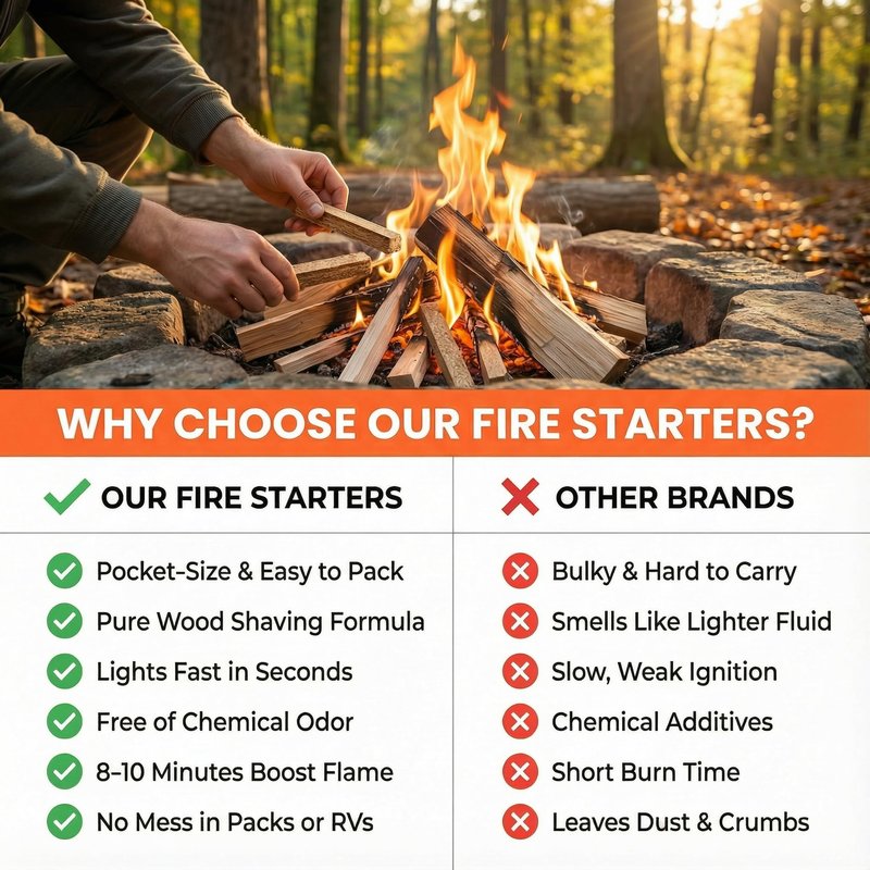 Avger Natural Fire Starter for Fireplaces: Quick Start Fire Starters Sticks for Grills Campfires Indoor & Outdoor Firepit BBQ Wood Stove - Odorless Charcoal Firestarter Blocks 60 Count
