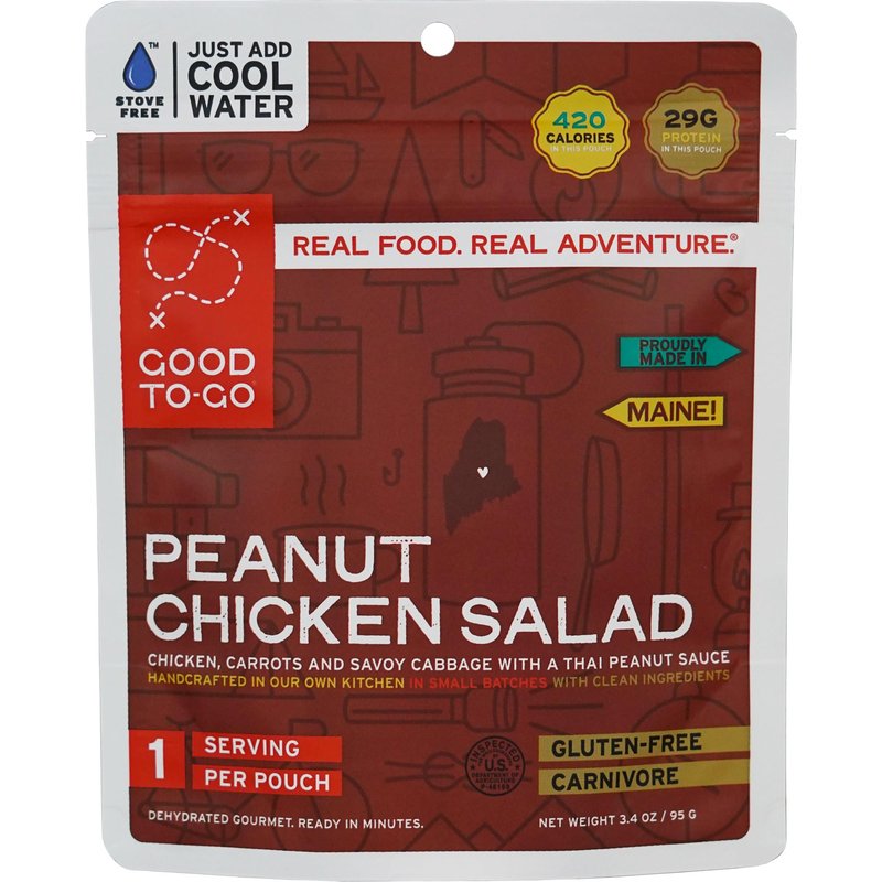 GOOD TO-GO Peanut Chicken Salad - Stove-Free™ Cold Soak (Single Serving) | No Stove Required! Camping & Backpacking Food | Just Add Water Backpacking Meals | Good To-Go Dehydrated Meals Taste Better Than Freeze Dried Food