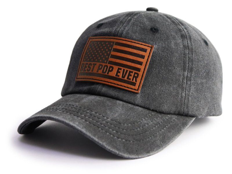 Grandpa Fathers Day Birthday Gifts, Grandpa Dad Hat,Adjustable Embroidered Best Pop Ever Baseball Cap, Grandfather Gift from Grandkids Black