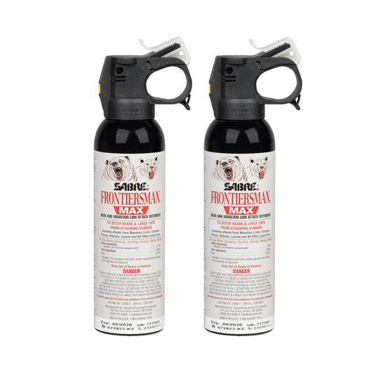 SABRE Frontiersman MAX 7.9 fl oz. Bear & Mountain Lion Attack Deterrent, Up to 40 ft Range, Contains 2% Major Capsaicinoids, Safer for You, Animals & The Environment, Glow-in-The-Dark Safety