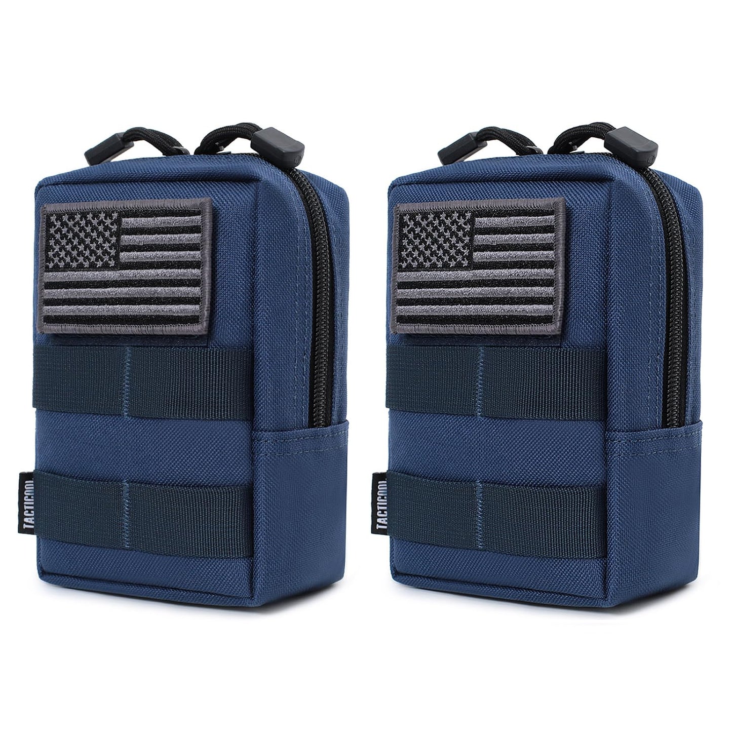 2 Pack Molle Pouches - Tactical Compact Water-Resistant EDC Pouch (Navy Blue)