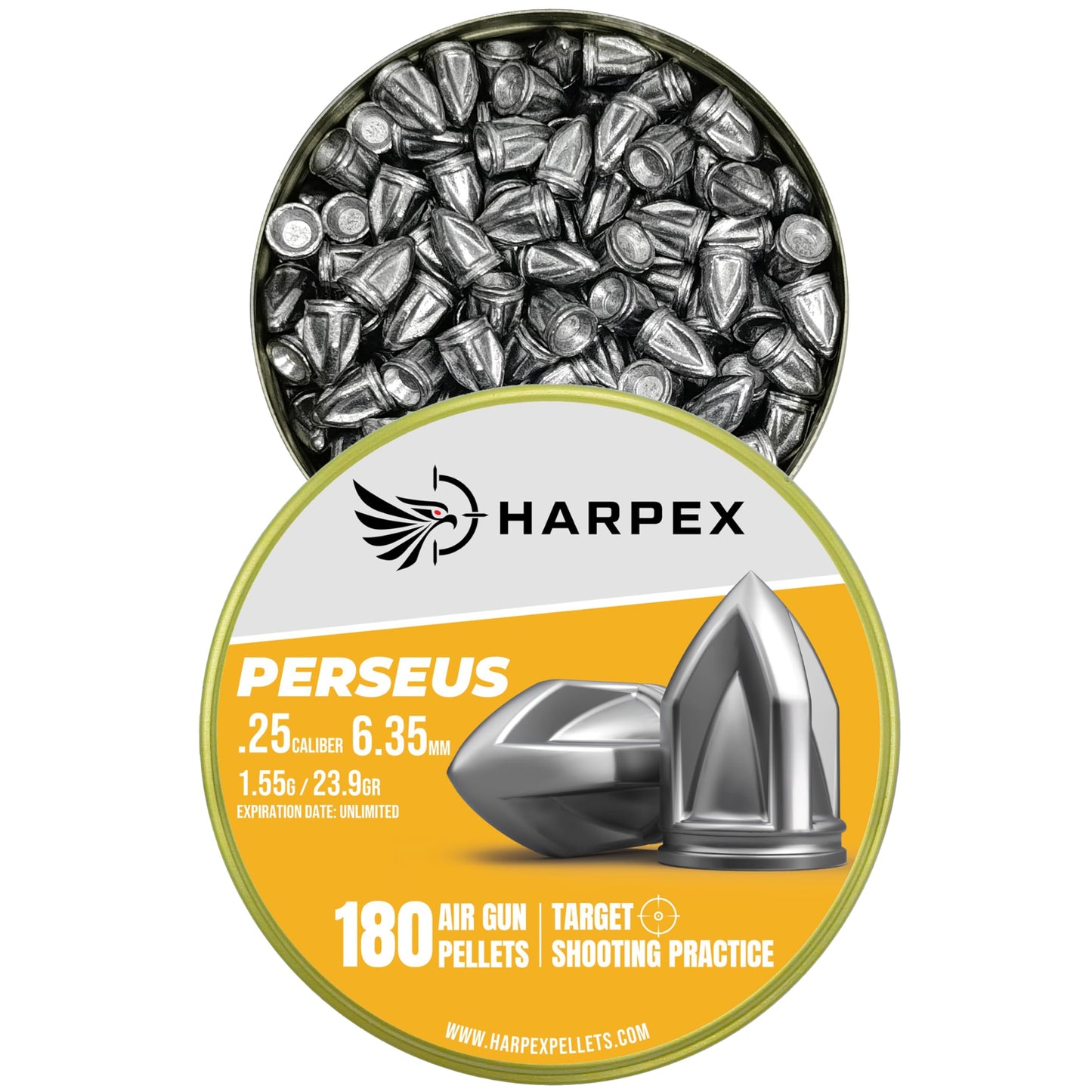 Harpex Perseus .25 Cal Airgun Pellets – 23.9 Grain Pointed Design – High Accuracy & Penetration – Precision Lead Pellets for Target Shooting, Small Game & Consistent Performance – 180 Count
