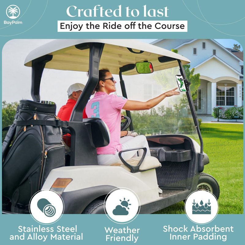 BayPalm - Magnetic Golf Cart Phone Holder - Cell Phone Holder for Golf Cart - iPhone