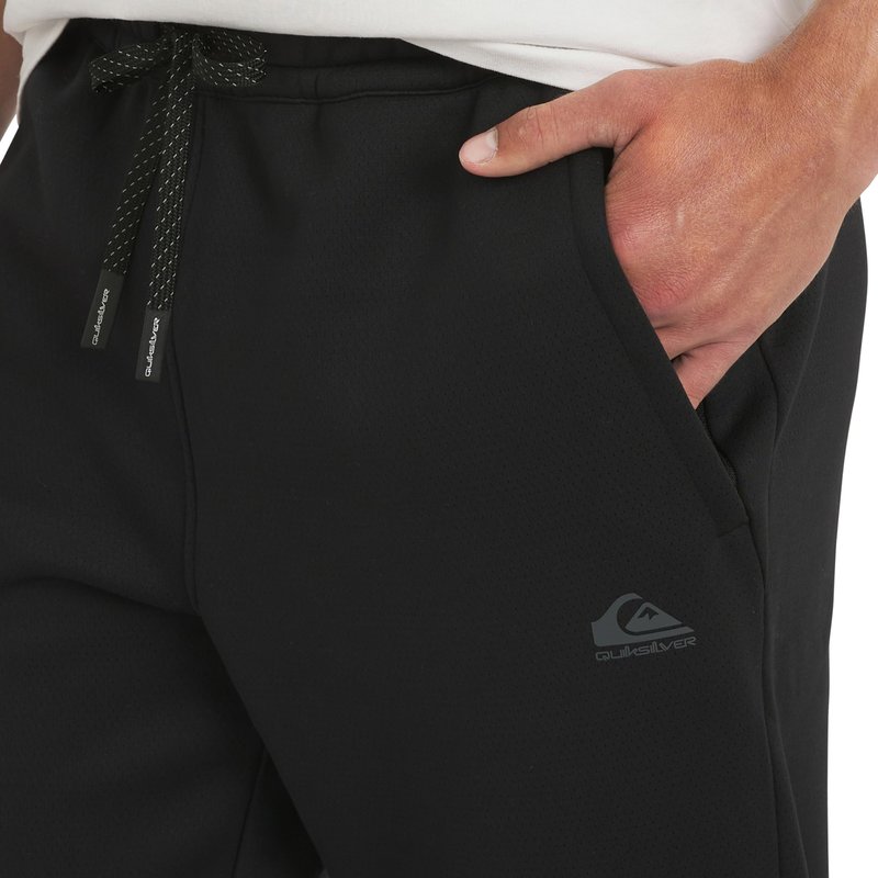 Quiksilver Men's Regular Fit Active Performance Heavyweight Jacquard Mesh and Polar Fleece Jogger Pants, Black Onyx, Large