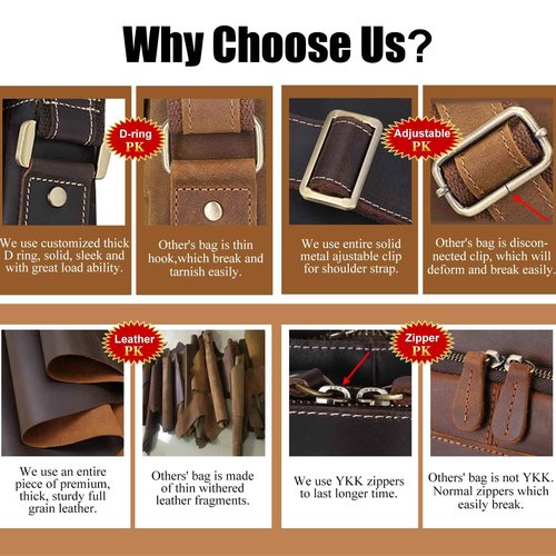 Masa Kawa Men's Leather Messenger Bag Retro Small Crossbody Shoulder Bag for Men Women Vintage Flap Over Man Purse Fits 10 Inch Tablet,Brown