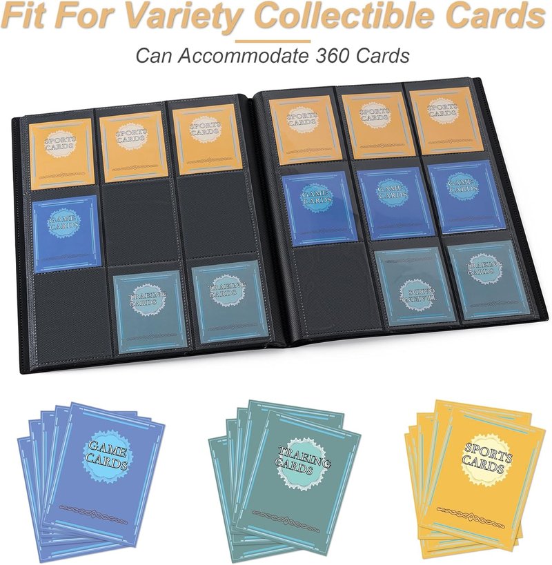 9 Pocket Card Binder - Sturdy Side-Loading Album for YuGiOh, MTG, TCG & Baseball Cards | Black