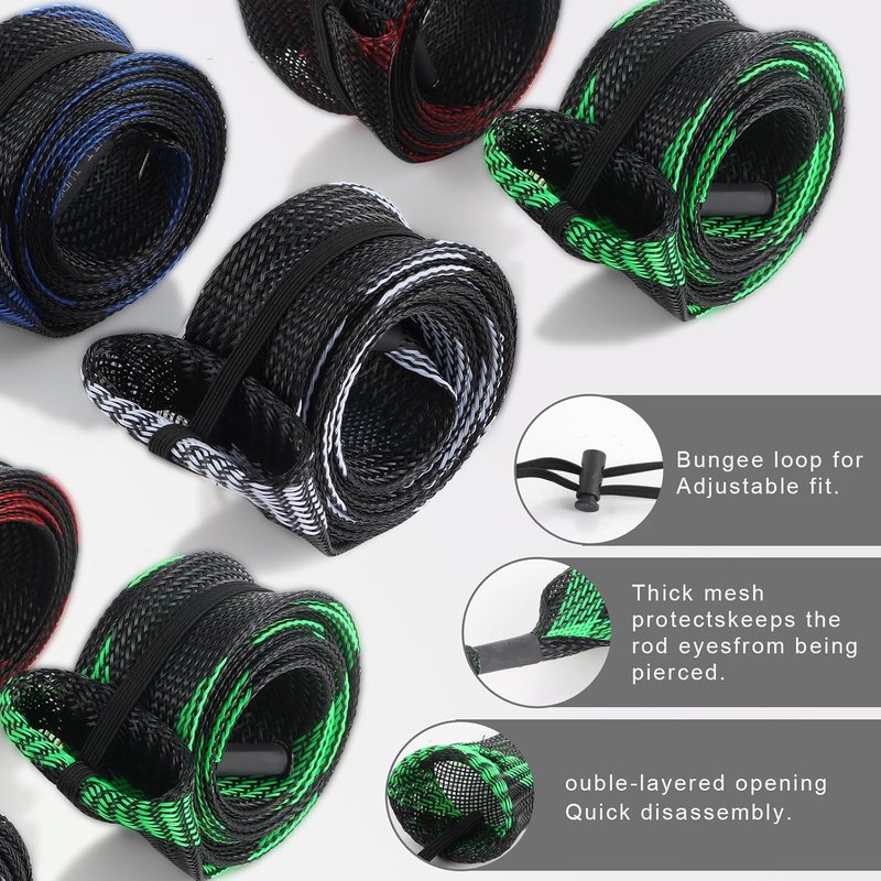 Fishing Rod Sleeves - Durable Protective Covers for Fishing Poles | Includes Lanyard for Fly, Casting & Sea Rods