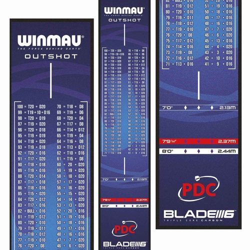 WINMAU Outshot Dart Mat with Throw Line for Soft Tip and Steel Tip, and Checkouts