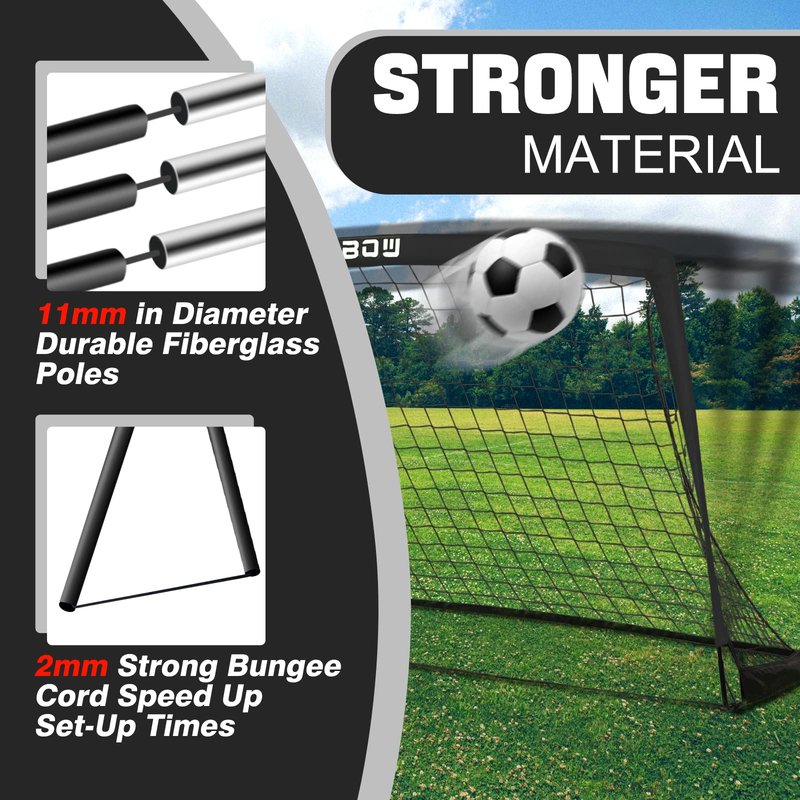 RUNBOW 9x5 ft Portable Kids Soccer Goal for Backyard Adult Junior Large Practice Soccer Net with Carry Bag (9x5FT, 1 Pack, Black)